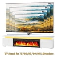 thumbnail image 4 of 90" LED TV Stand with 50" Fireplace for 98 100 inch TVs, Glossy Fireplace TV Stand Gaming Entertainment Center with Power Outlet for Modern Living Room, 4 of 10