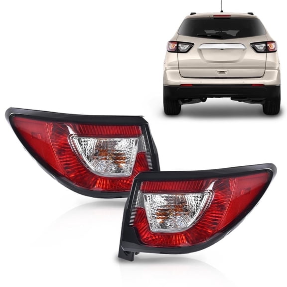 PIT66 Tail Lights Driver & Passenger Side Outer w/Bulbs Rear Lights Fit for Chevy Traverse LTZ 2013-2016/Fit Traverse Premier 2017/Fit Traverse (submodel: LS, LT) 2013-2017