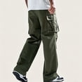 thumbnail image 2 of Men Multi Pocket Cargo Pants Relaxed Stretch Expandable Drawstring Waist S-XL, 2 of 8