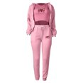 thumbnail image 4 of 3 Piece Outfits for Women Crop Tank Top Zipper Hoodie Jacket Sweatsuits Casual Tracksuit Sets Workout Jogging Suits, 4 of 5