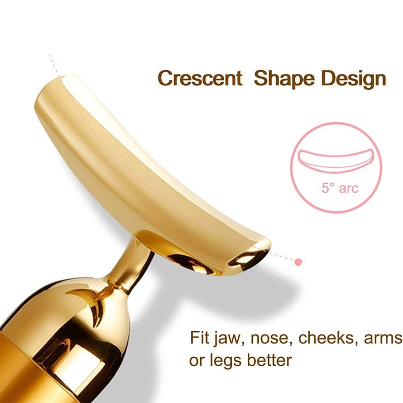 Electric Face Roller Massager, Vibrating Facial Roller for Puffiness, Wrinkles, and Skin Tightening, Eye and Face Massage Tool for Women and Men (Gold)