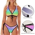 thumbnail image 3 of Dreamtimes Sparkling Rainbow Colors Bikinis Swimsuit Set for Women Swimwear Triangle Bathing Suit Tie String Thong, X-Large, 3 of 7