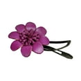 thumbnail image 2 of Purple Floral Barrette Genuine Leather Hair Pinch Clip, 2 of 5