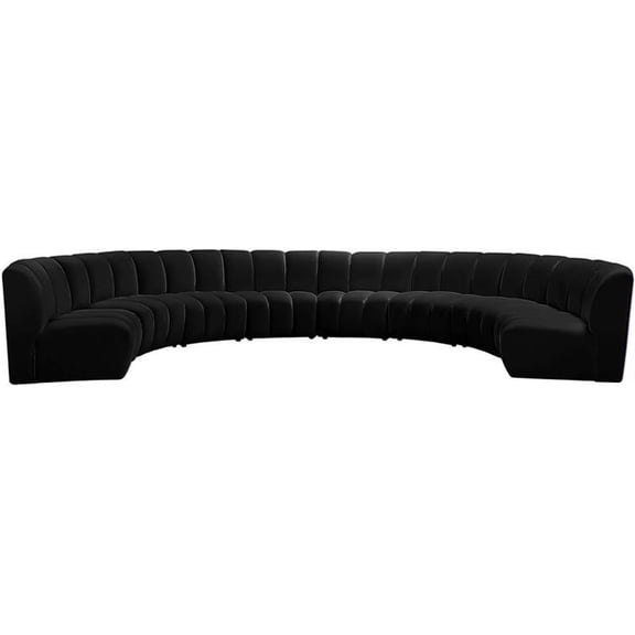 Maklaine 8-Piece Modular Contemporary Velvet Sectional Sofa in Black