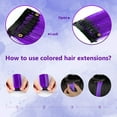 thumbnail image 4 of LAICAIW 16 Pcs Extensions de Cheveux Colorées Bouclées Ondulées à Clipser Postiche Synthétique à Rayures pour Filles Femmes Enfant, Mèches de Fête Multicolores (Violet), 4 of 6