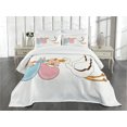 thumbnail image 3 of Ambesonne Stork Quilted Bedspread Set 3 Pcs, Classic Cartoon Flying Bird, Queen Size, Multicolor, 3 of 5