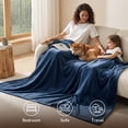 thumbnail image 6 of EMONIA Fleece Bed Blanket Queen Size, Soft Cozy Blanket, Lightweight Flannel Blanket for Bed, Sofa, Couch, All-Season Home Decor Gift for Men & Women, Navy, 90x90 Inches, 6 of 11