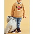thumbnail image 4 of DAKIMOE Toddler Boys Girls Christmas Outfit Fuzzy Fleece Long Sleeve Crewneck Pullover Reindeer Sweatshirt Xmas Winter Warm Sweaters Tops for Kids Age 3 4 5 6 7 8, 5Y(5-6 Years), 4 of 11