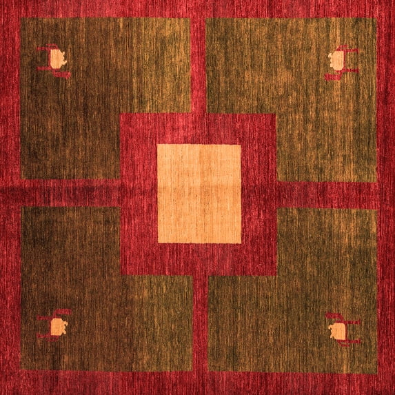 Ahgly Company Indoor Square Abstract Orange Modern Area Rugs, 7' Square