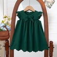 thumbnail image 7 of Ulanda Girls Sleeveless Bowknot Dress Scalloped Hem Casual Dresses 2026 Fashion Summer Twirl Dress for Toddler Kids (Dark Green, 18-24 Months), 7 of 7