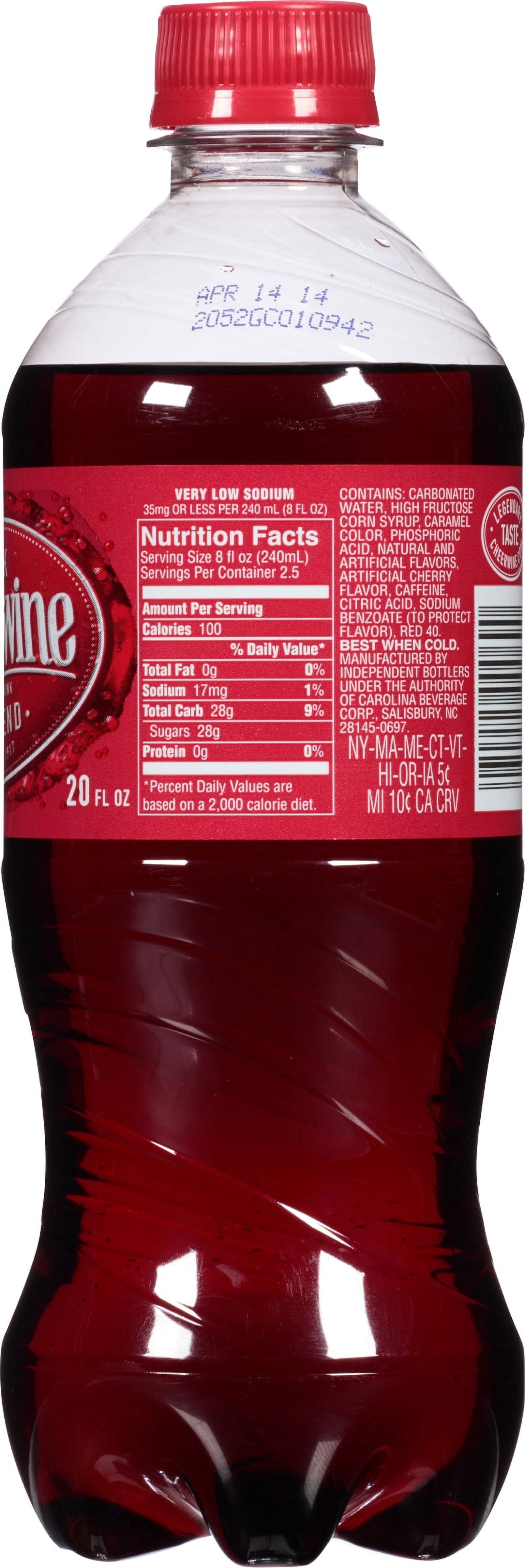 (5 pack) Cheerwine Legend Soda, 20 fl oz, Naturally Flavored Soft Drink
