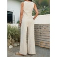 thumbnail image 6 of Womens 2 Piece Outfits V Neck Tie Waist Vest and Wide Leg Casual Pants Sets Deep Color S, 6 of 7