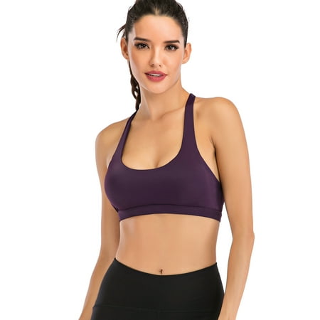 

Women s Seamless Strappy Crisscross Back Comfort Sports Active Fashion Bra Top Yoga Bra Pink/Black/Purple