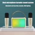 thumbnail image 4 of ddioayh Portable Bluetooth Speaker with Colorful Lights & Dual Mics, 5W Mini KTV Outdoor Karaoke Speaker with RGB Ambient Lighting, TF Card Reader Card/AUX/FM Radio, 1200mAh Battery, 4 of 9