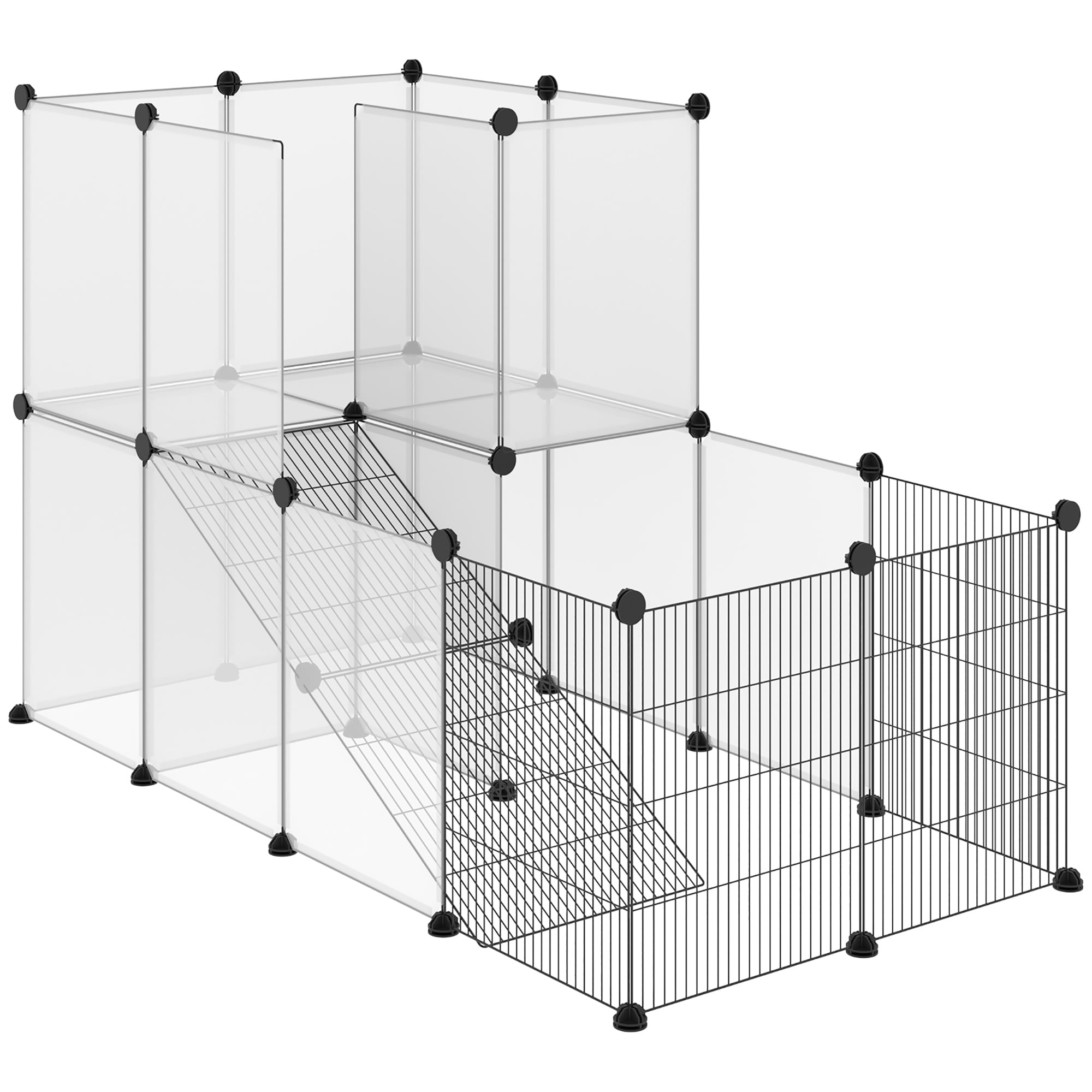 Pawhut Pet Playpen Portable Pet Fence for Small Animals DIY Plastic Modular Fence for Guinea Pigs Bunny Hedgehog Walmart