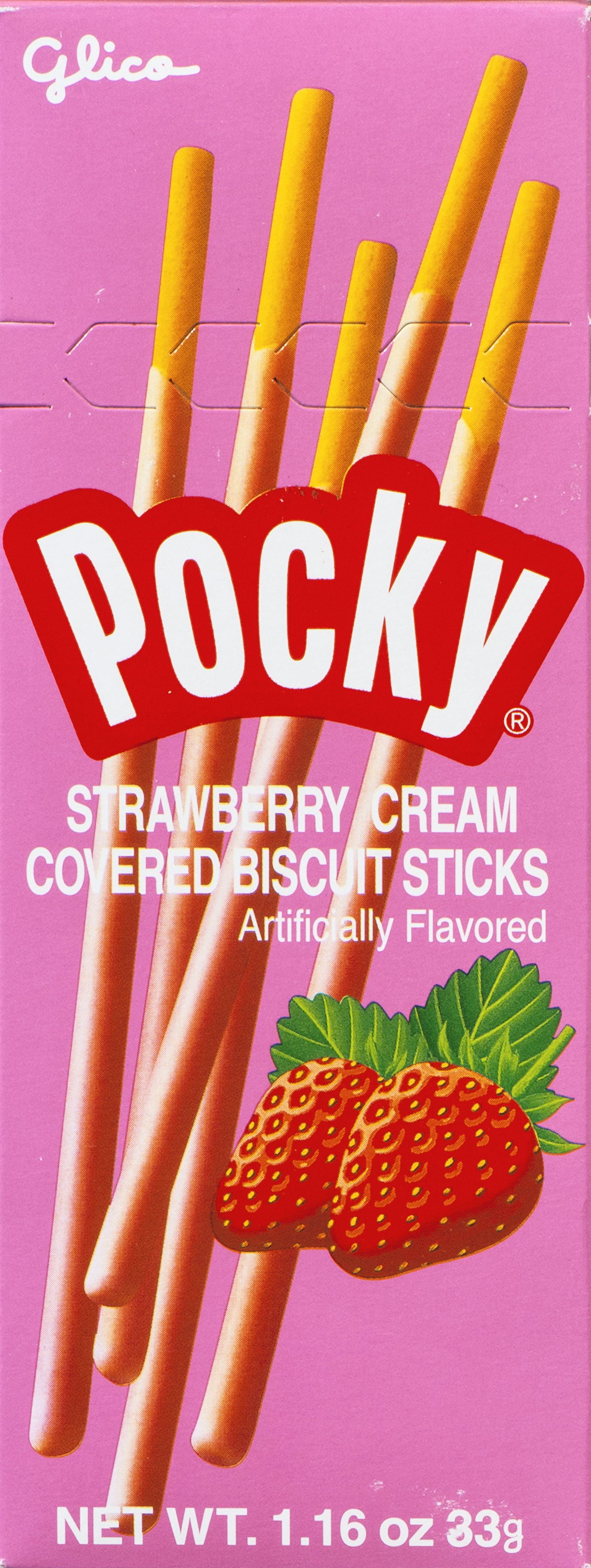 Gilco Pocky Strawberry Cream Covered Biscuit Sticks, 1.16 oz, Baked