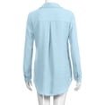 thumbnail image 4 of Hunpta Blouses for Women, Long Sleeve Shirts for Women, Loose Button Down Solid Color Tops Blue, 4 of 5
