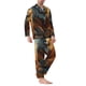 thumbnail image 2 of Balery Prairie Meditating Lion Pijama para Hombre de Dos Piezas con Manga Larga, Conjunto de Dormir y Descanso Suave con Bolsillos-XX-Large, 2 of 7