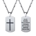 thumbnail image 1 of PROSTEEL Collar con forma de cruz con etiqueta de perro para hombres, niños, cadena colgante de plata de acero inoxidable, versículo de la Biblia, inspirador, religioso, cristiano, joyería, regalos, 1 of 7