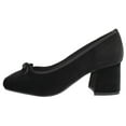 thumbnail image 2 of TOP MODA Women Block Heel Pumps Classic Square Toe Dress Shoes Bow ELBA-88 Black Velvet Suede 8.5, 2 of 6
