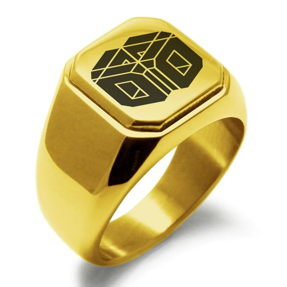 Stainless Steel Letter O Initial 3D Cube Box Monogram Engraved Engraved Square Flat Top Biker Style Polished Signet Ring