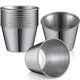 thumbnail image 1 of 48 paquetes de tazas para salsa de condimento de 1,5 oz/45 ml, tazas de acero inoxidable para salsa de inmersión, plato para condimentos reutilizable, color plateado, 1 of 5
