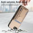 thumbnail image 5 of for iPhone 16e Carbon Fiber Texture Wallet Case with Credit Card Slots, Shockproof Protection Business PU Leather Flip Kickstand Phone Cover for iPhone 16e, Khaki, 5 of 10