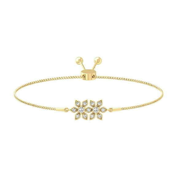 ARAIYA FINE JEWELRY 14K Yellow Gold Round Diamond Bolo Bracelet (1/3 cttw, I2-I3 Clarity, I-J Color) 9"