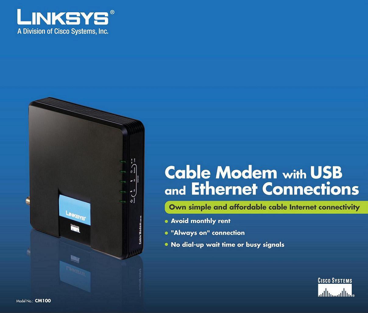 Windswept utilsigtet hændelse Pas på Linksys CM100 USB Ethernet Cable Modem - Walmart.com