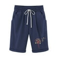 thumbnail image 4 of Samickarr Plus Size Bermuda Shorts For Women Knee Length Casual Summer Cotton Elastic Waist Curling With Drawstring Running Gym Sports Printed Five Points Athletic Shorts For Womens, 4 of 4