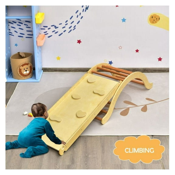 Wooden Climber for Toddlers 3-in-1 - Arch Ladder, Climbing Ramp & Rocker - Indoor Play Structure for 1-8 Year Olds