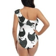thumbnail image 6 of Yiaed Retro Rooster Print Women One Piece Swimsuits Tummy Control One Shoulder Bathing Suits Pattern Ruffle Swimwear-Large, 6 of 8