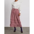 thumbnail image 6 of Yunliwuli Women's Plaid Print Long Skirt Elastic High Waist Frill Trim Ruffled A-Line Skirt for Summer, 6 of 10