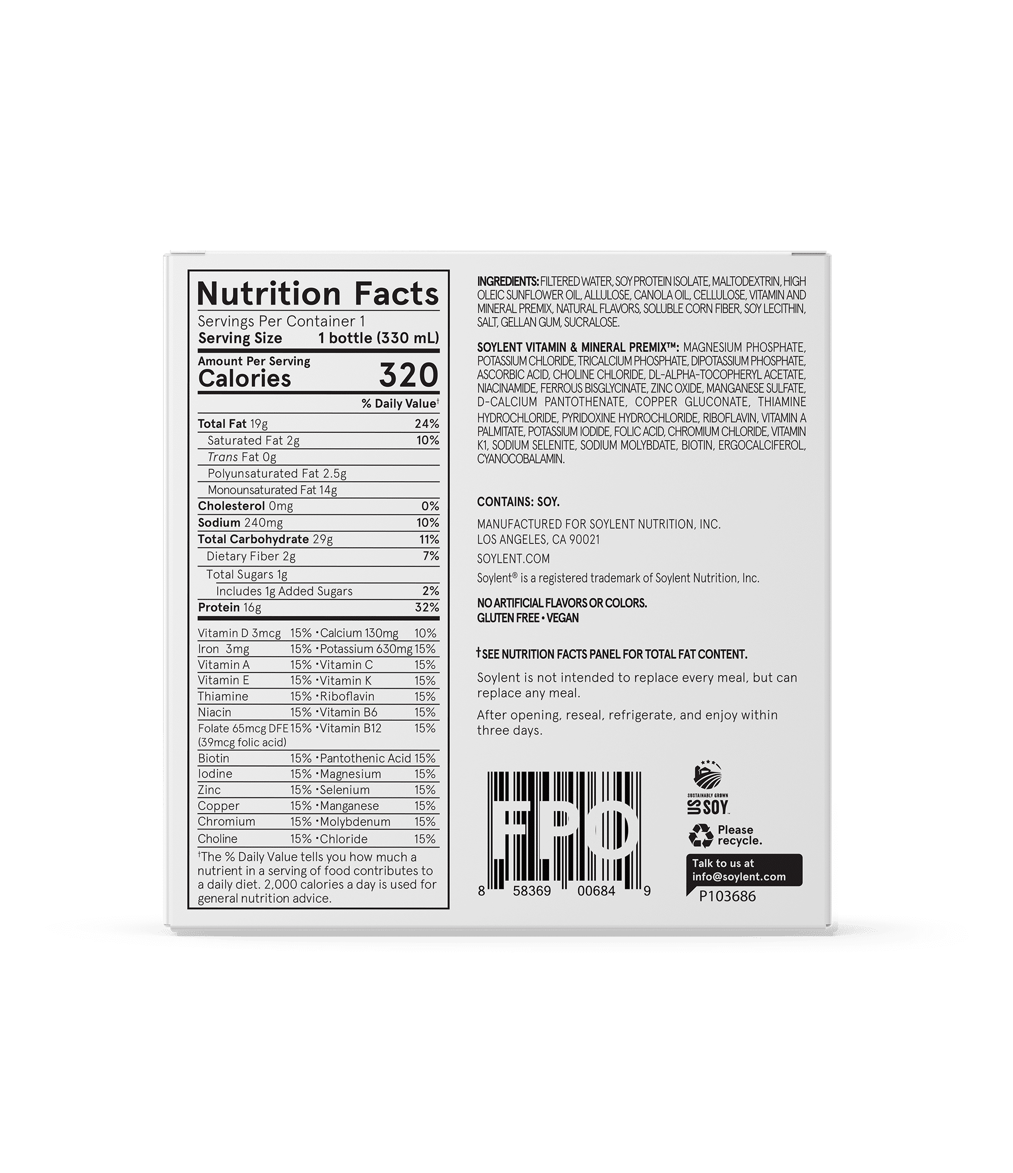 Soylent Vanilla Plant Protein Meal Replacement Shake, 11 fl oz, 4ct