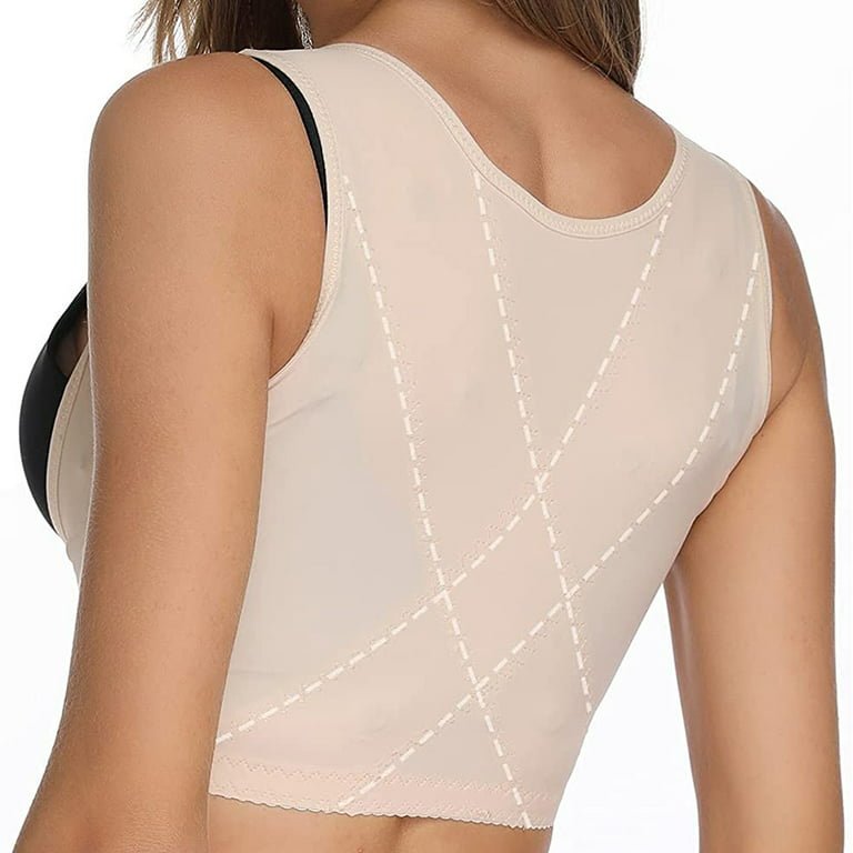 SLIMBELLE Women Sleeveless Posture Corrector Bra Chest Support Vest Back  Brace Compression Shaper Beige M at  Women's Clothing store