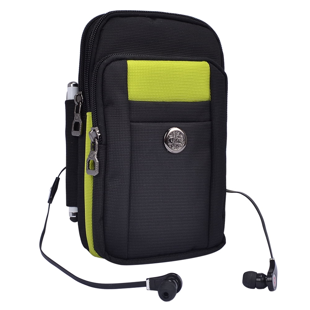 BUNDLE: Sports Travel EDC Tactical Pouch (Green) with Privacy Tempered Glass Screen Protector for Apple iPhone X & XS - Includes Detachable Shoulder Strap, Belt Loop, & Carabiner Clip