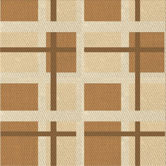 Ahgly Company Machine Washable Indoor Square Transitional Brown Gold Area Rugs, 6' Square