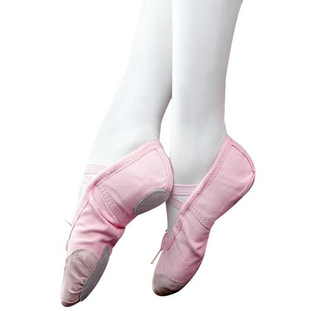KidUtowu Kids Toddlers Ballet Shoes For Girls Elastic Band Pre-sewn Dance Shoes