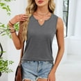thumbnail image 5 of Timegard Summer Tank Tops for Women Notched V Neck Solid Color Fitting Comfy Casual Sleeveless Tops, 5 of 9