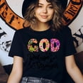 thumbnail image 3 of GOD Retro Floral T-Shirt | Colorful Hippie Christian Graphic Tee, Natural, Size M, 3 of 6