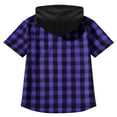 thumbnail image 5 of Mens Flannel Hoodie Shirt Casual Button Down Plaid Jacket Shirts Stylish Short Sleeve Shirts with Pockets, 5 of 6