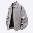 thumbnail image 4 of Ceisia Men Patchwork Suede Corduroy Collar Jacket Full Zip Long Sleeve Retro Casual Outerwear Gray XXXL Gift, 4 of 6