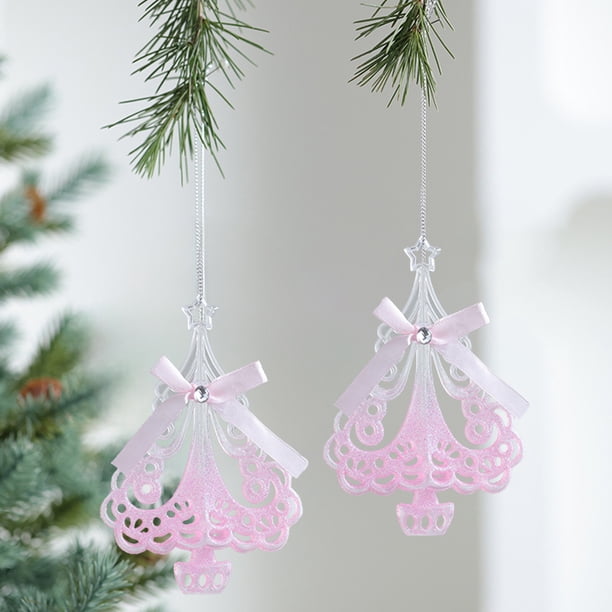 Xihbxyly Ofertas de Venta de Lightling Colgante Navideño y Degradante Tinta Rosa y Purpurina Fina, Acrílico Translúcido, Adorno para Árbol de Navidad, Decoraciones para Fiestas Navideñas, Accesorios