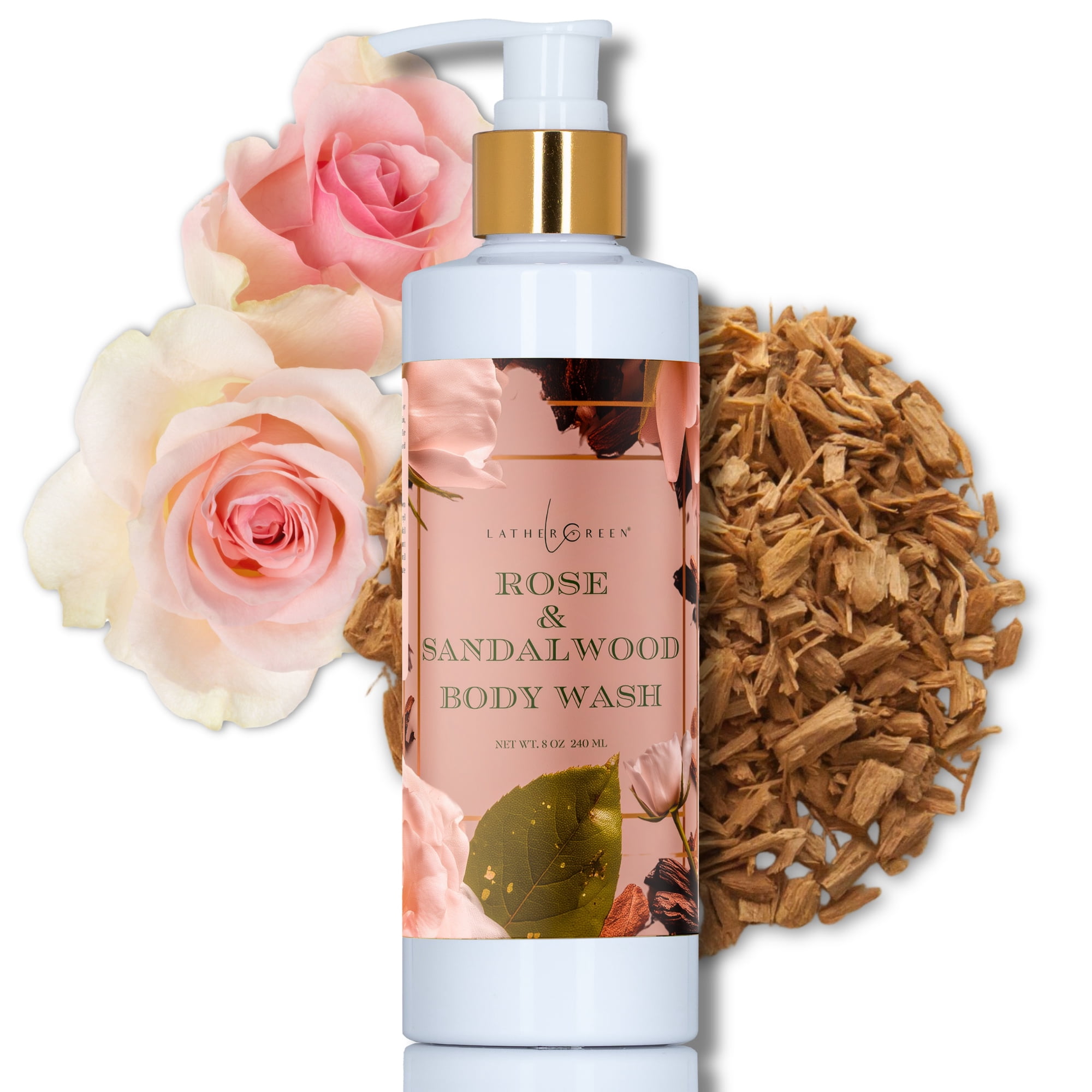 Rose & Sandalwood Body Wash | Floral Moisturizing Cleanser for Women
