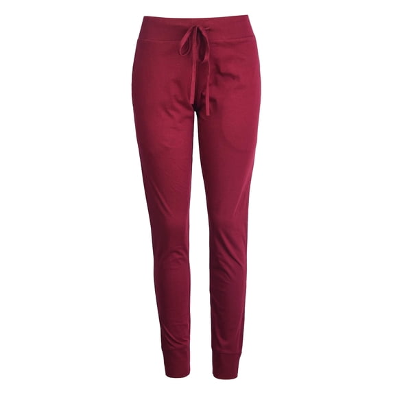Women’s Lightweight Everyday Cotton Joggers, Sweatpants, Burgundy S, 1 Pack