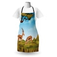 thumbnail image 3 of Antelope Apron, Cartoon Nature Scene Landscape with Animals on Grass Wildlife Outdoorsy Graphic, Unisex Kitchen Bib with Adjustable Neck for Cooking Gardening, Adult Size, Multicolor, by Ambesonne, 3 of 4
