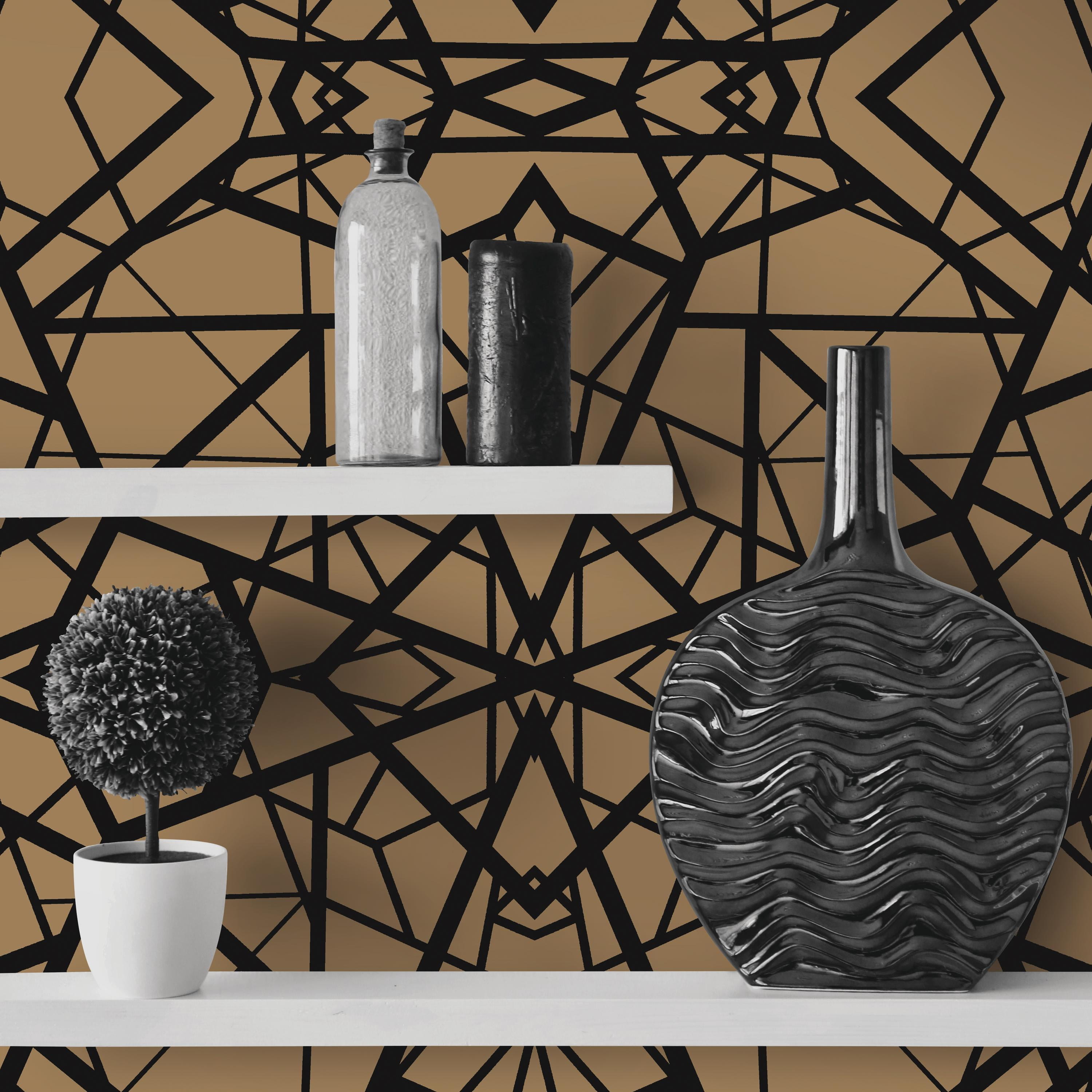 RoomMates Shatter Geometric Gold/Black Peel & Stick Wallpaper - Walmart.com