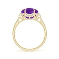 thumbnail image 2 of ANGARA Natural Five-Petal Flower 4.4 ct Amethyst and Diamond Halo Ring in 14K Yellow Gold for Women (Size-10mm) | February Birthstone, Anniversary, Jewelry Gift for Women | Natural Amethyst Ring, 2 of 8