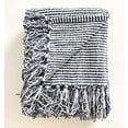 thumbnail image 6 of Fennco Styles Chenille Woven Striped Tassel Throw Blanket 50" W x 60" L - Navy Blue Soft Blanket for Bed, Couch, Sofa, Home, Office and Holidays Décor, 6 of 7