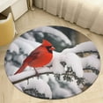 thumbnail image 4 of ARISTURING Cardinal Bird Snow Tree Flannel Round Doormat Floor Mat - Non-Slip Memory Foam Mat 31x31in, 4 of 7